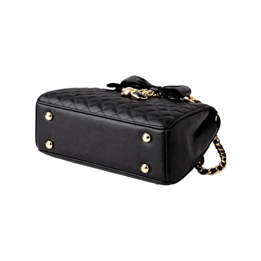 Newbags Discount Inc Black Quilted Shoulder Bag Bow Chain Purse - Image 4