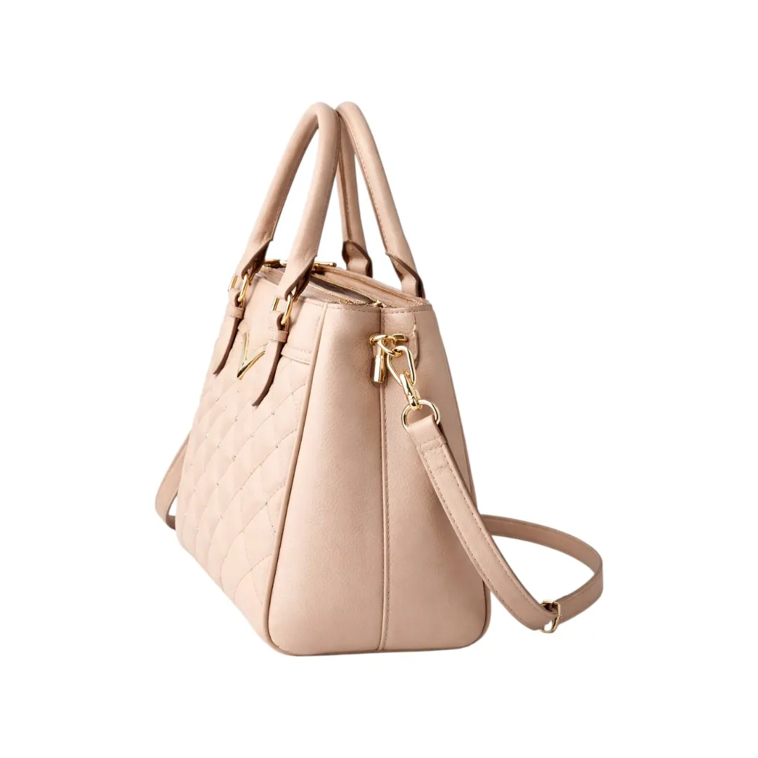 Newbags Discount Inc Quilted Beige Satchel Handbag Luxury Style Bag - Image 2