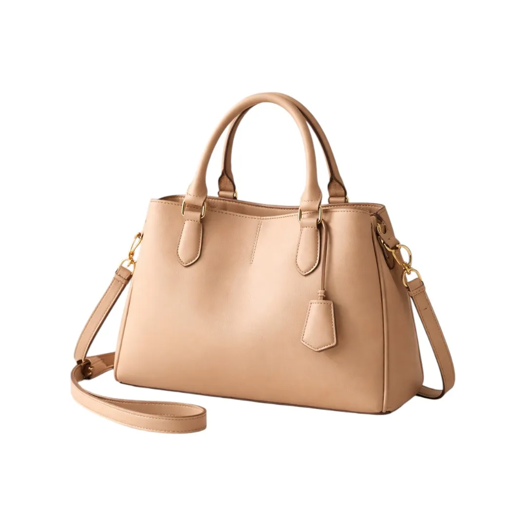 Newbags Discount Inc Elegant Beige Satchel Handbag Top Handle Bag - Image 2