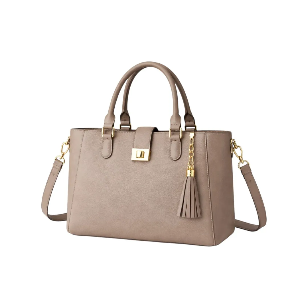Newbags Discount Inc Taupe Shoulder Satchel Bag Tassel Handle Bag