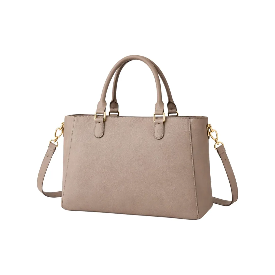 Newbags Discount Inc Taupe Shoulder Satchel Bag Tassel Handle Bag - Image 4